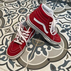 Barely worn kids Vans high top red sneaker size 13.5